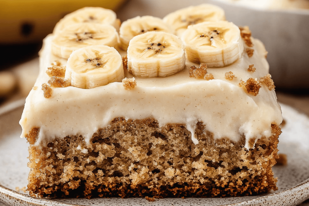 Dieser Bananenkuchen zieht alle mit seinem cremigen Käse-Frosting in seinen Bann.