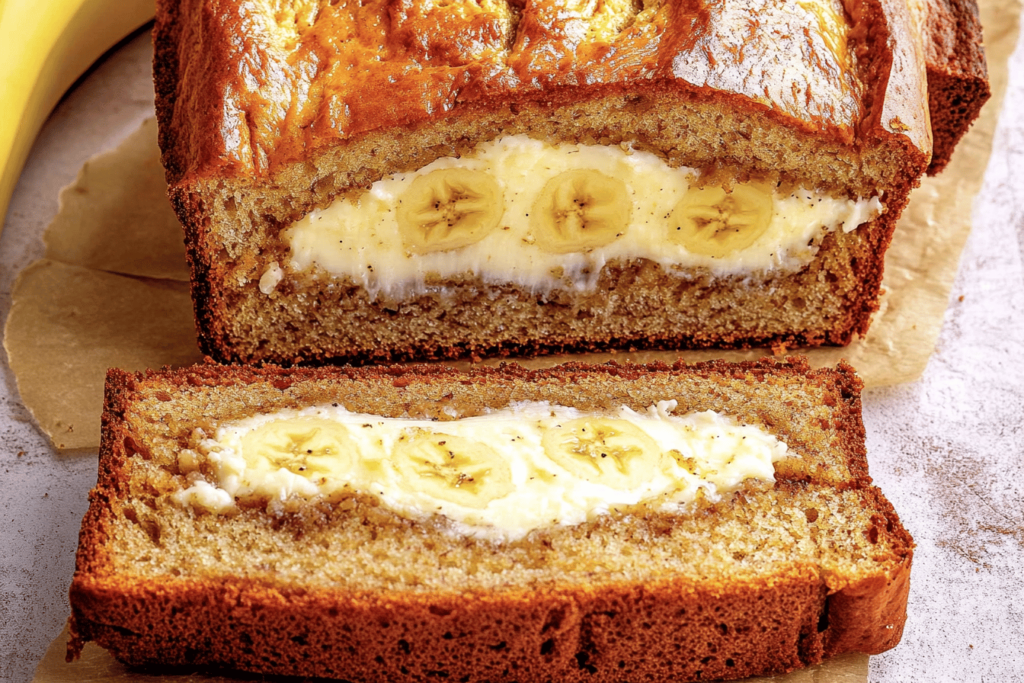 Ein köstliches Rezept für Bananenbrot mit einer cremigen Füllung, perfekt für jede Gelegenheit.