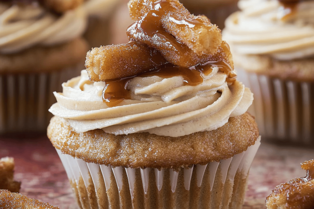 Genießen Sie diese köstlichen Dulce de Leche Churro Cupcakes – ein unvergleichliches Dessert, das alle begeistert.