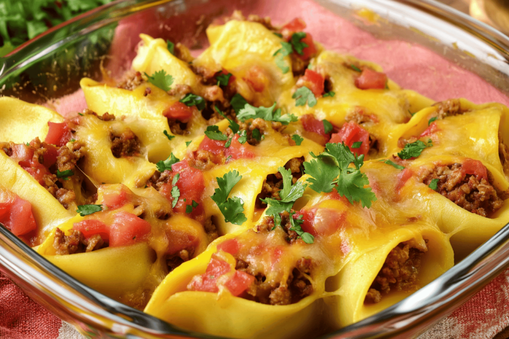 Ein köstliches Gericht, das mexikanische Aromen und italienische Pasta vereint.