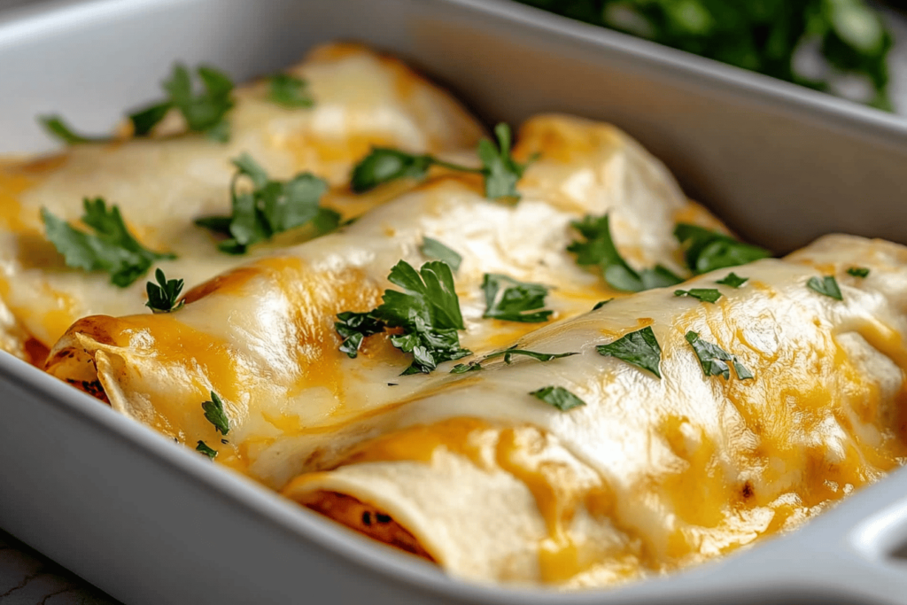 Diese weißen Hühnchen-Enchiladas sind cremig, lecker und einfach zuzubereiten – perfekt für eine gemütliche Abendessen mit Freunden.